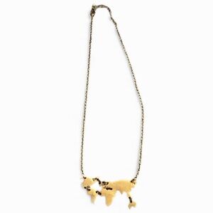 Gold-Tone World Map Necklace – Globe Pendant | Travel Jewelry